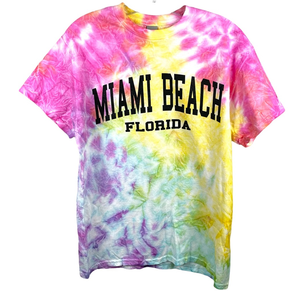 Gildan MIAMI BEACH FLORIDA NWOT Tie Dye  Short Sleeve Shirt Size Medium